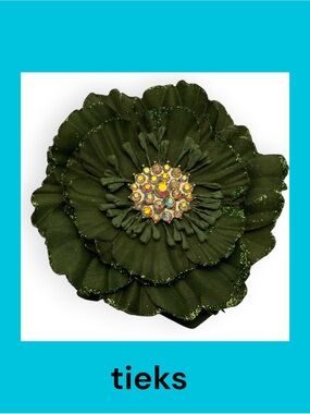 Tieks Dark Olive Flower with Iridescent Crystal Center